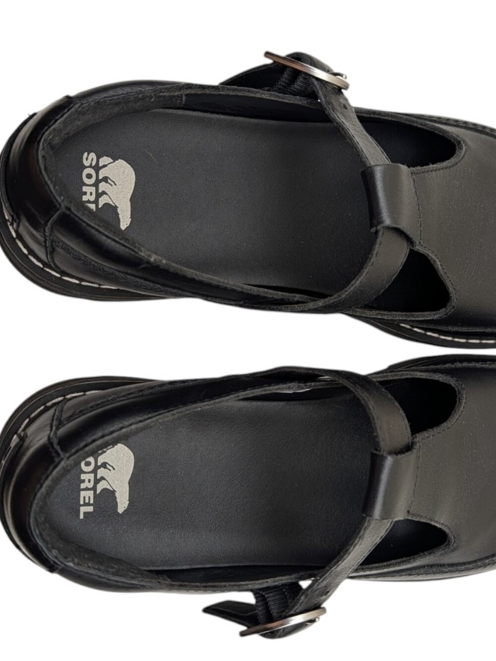 Sorel Revel Ave Black Leather Mary Jane Lug Sole Shoes Women's Size 11 EUC - Picture 11 of 13